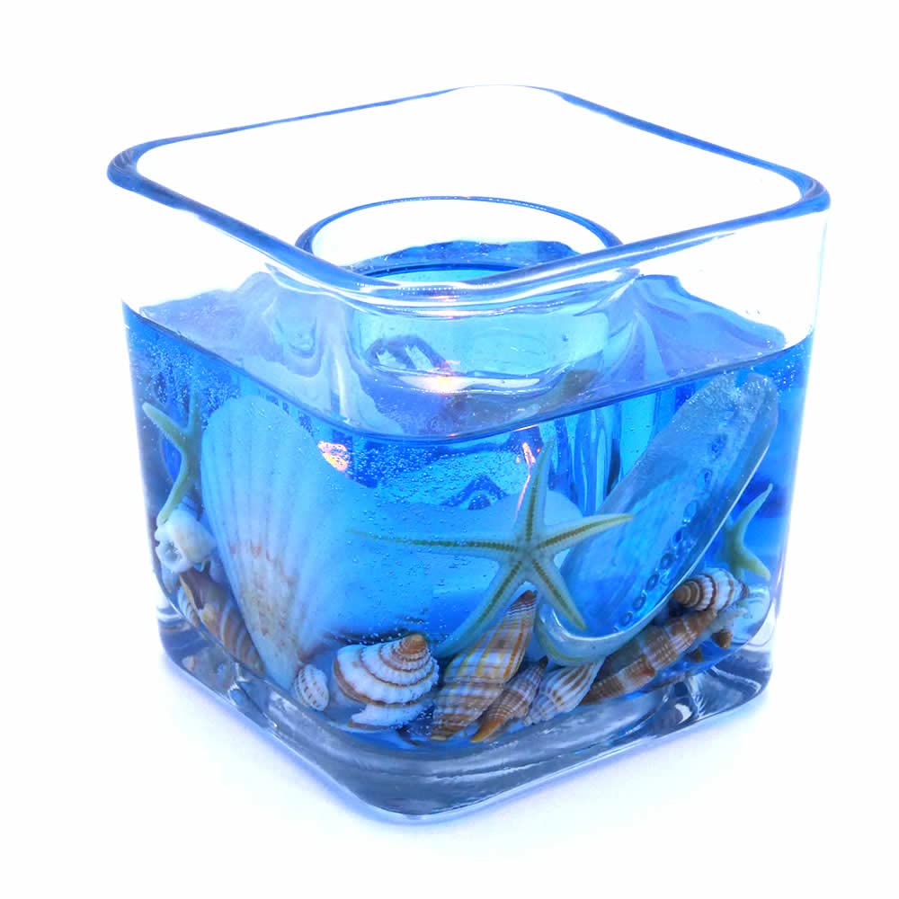Blue Ocean Starfishes and Seashells Flameless Gel Candle Design Blue Ocean Starfishes and Seashells Flameless Gel Candle Design