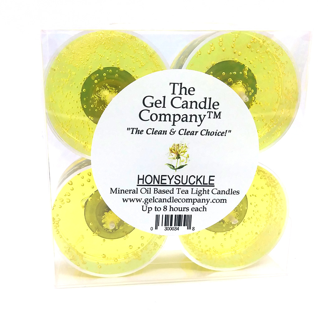 Honeysuckle Scented Gel Candle Tea Lights - 4 pk. Honeysuckle Scented Gel Candle Tea Lights - 4 pk.