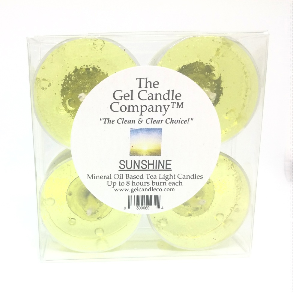 Sunshine Scented Gel Candle Tea Lights - 4 pk. Sunshine Scented Gel Candle Tea Lights - 4 pk.