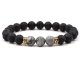 Lava Rock Bracelet Buddha Head Beaded Natural Stone Agate Grey (image for) Lava Rock Bracelet Buddha Head Beaded Natural Stone Agate Grey