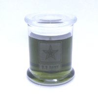 US Army Etched Glass PATCHOULI Scented Gel Candle (image for) US Army Etched Glass PATCHOULI Scented Gel Candle