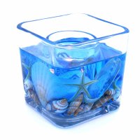 Blue Ocean Starfishes and Seashells Flameless Gel Candle Design (image for) Blue Ocean Starfishes and Seashells Flameless Gel Candle Design