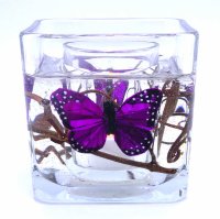 Flameless Purple Butterflies Forever Gel Candle Design Cube (image for) Flameless Purple Butterflies Forever Gel Candle Design Cube