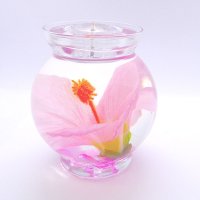 Pink Color Hibiscus Gel Candle Design In Flat Top Glass Refillable Forever Gel Candle With 4 Pack (image for) Pink Color Hibiscus Gel Candle Design In Flat Top Glass Refillable Forever Gel Candle With 4 Pack