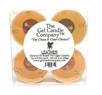 Leather Scented Gel Candle Tea Lights - 4 pk. (image for) Leather Scented Gel Candle Tea Lights - 4 pk.