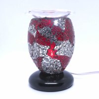 Red Black Silver Cracked Cylinder Dimmable Diffuser Warmer (image for) Red Black Silver Cracked Cylinder Dimmable Diffuser Warmer