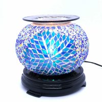 Elegant Cracked Glass Aroma Lamp Diffuser Warmer Blue Starburst (image for) Elegant Cracked Glass Aroma Lamp Diffuser Warmer Blue Starburst